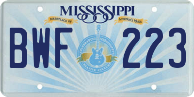 MS license plate BWF223