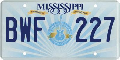 MS license plate BWF227