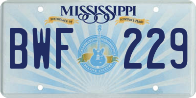 MS license plate BWF229