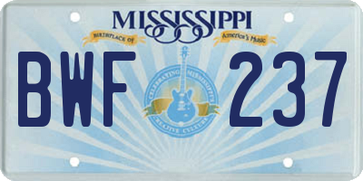 MS license plate BWF237