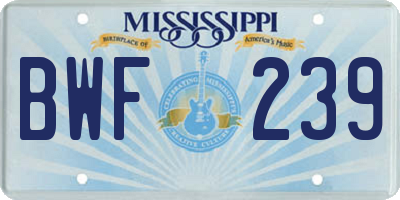 MS license plate BWF239