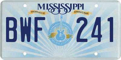 MS license plate BWF241