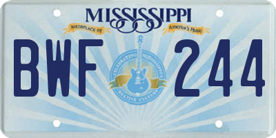 MS license plate BWF244