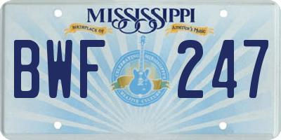 MS license plate BWF247