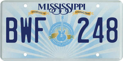 MS license plate BWF248