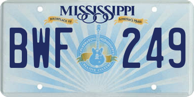 MS license plate BWF249