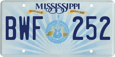 MS license plate BWF252