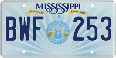 MS license plate BWF253