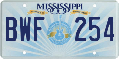 MS license plate BWF254
