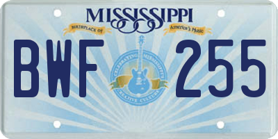 MS license plate BWF255