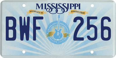 MS license plate BWF256