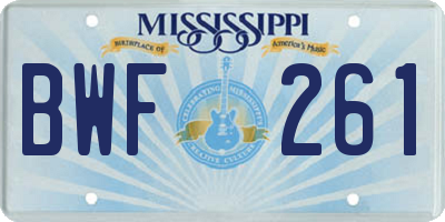 MS license plate BWF261