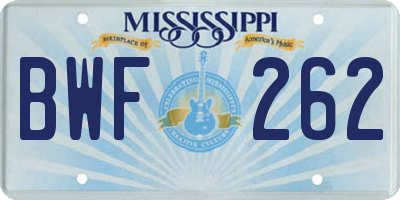 MS license plate BWF262
