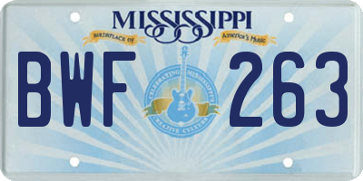 MS license plate BWF263