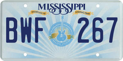 MS license plate BWF267