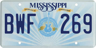 MS license plate BWF269