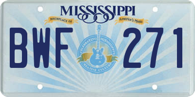 MS license plate BWF271
