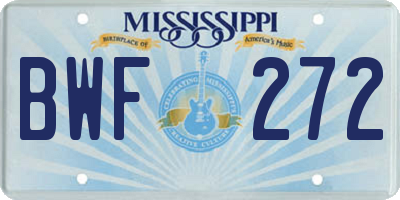 MS license plate BWF272