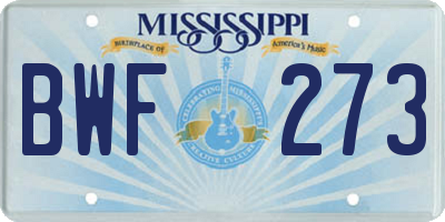 MS license plate BWF273