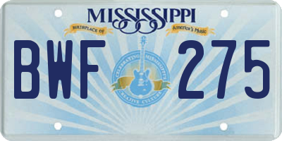 MS license plate BWF275