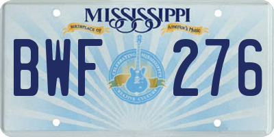 MS license plate BWF276