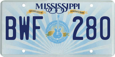 MS license plate BWF280
