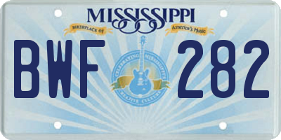 MS license plate BWF282