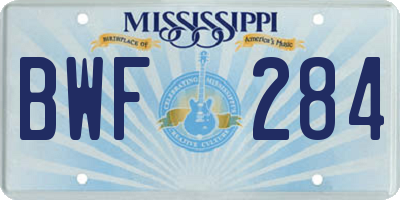 MS license plate BWF284