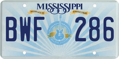 MS license plate BWF286