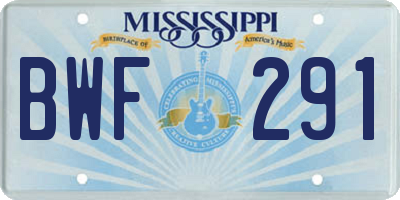 MS license plate BWF291