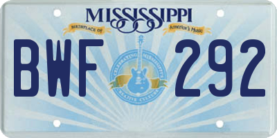 MS license plate BWF292