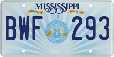 MS license plate BWF293