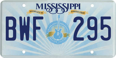 MS license plate BWF295