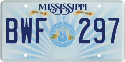 MS license plate BWF297