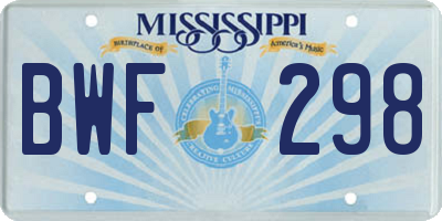 MS license plate BWF298