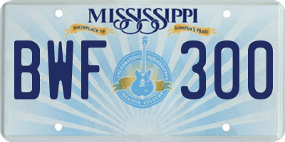 MS license plate BWF300