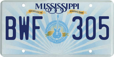 MS license plate BWF305