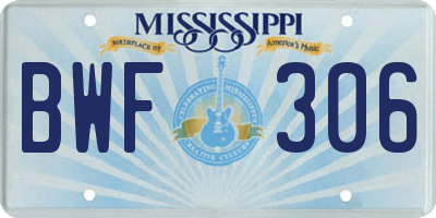 MS license plate BWF306