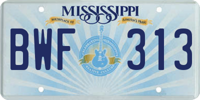 MS license plate BWF313