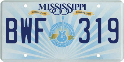 MS license plate BWF319