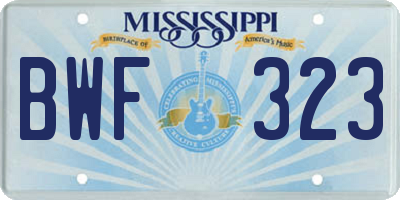 MS license plate BWF323
