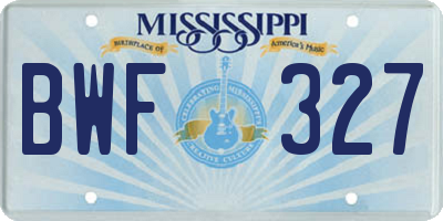 MS license plate BWF327