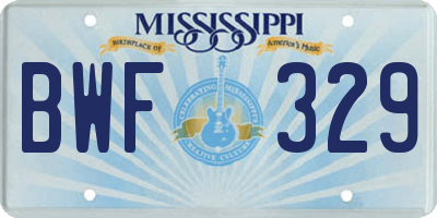 MS license plate BWF329