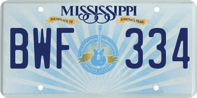 MS license plate BWF334