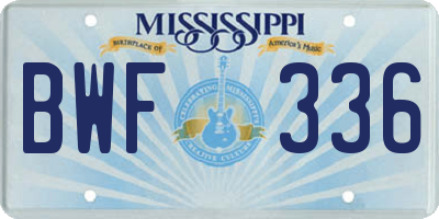 MS license plate BWF336