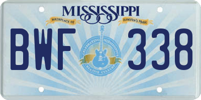 MS license plate BWF338