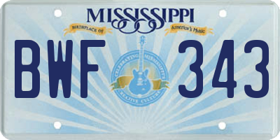 MS license plate BWF343