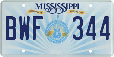 MS license plate BWF344