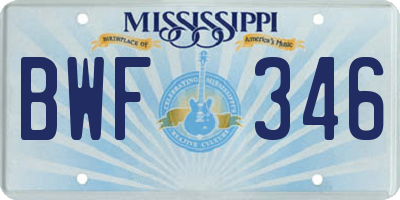 MS license plate BWF346
