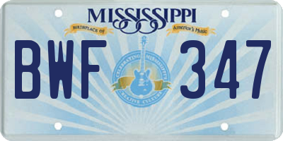 MS license plate BWF347